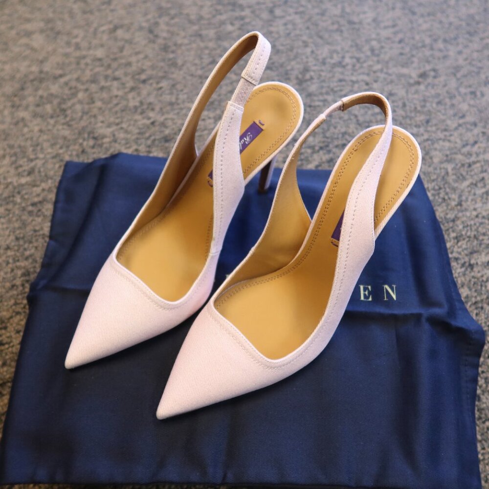 Ralph Lauren Purple Label Carley Pink Pearl Fabric Pumps